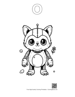 Thumbnail: Retro Robot for Kids Printable Outline Alphabet O