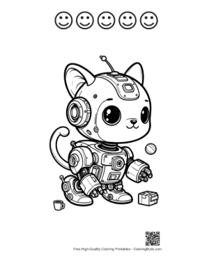 Thumbnail: Retro Robot Printable and 5 Happy Face Outline