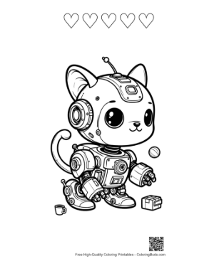Thumbnail: Retro Robot Printable and 5 Heart Outline