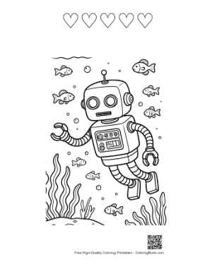 Thumbnail: Retro Robot Printable and 5 Heart Outline