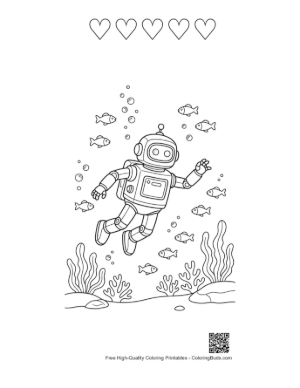 Thumbnail: Retro Robot Printable and 5 Heart Outline