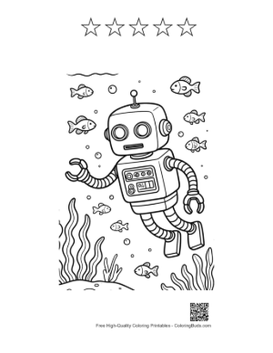 Thumbnail: Retro Robot Printable and 5 Star Outline