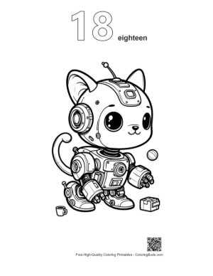 Thumbnail: Retro Robot Printable Outline Number 18
