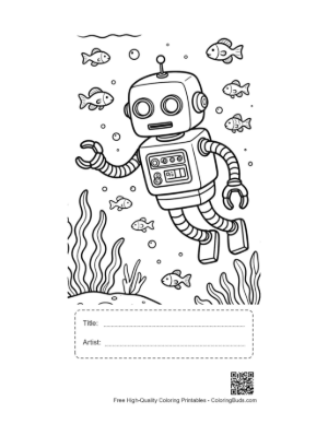 Thumbnail: Retro Robot Printable with Title and Artist Box
