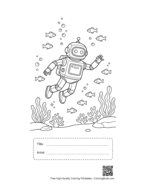 Thumbnail: Retro Robot Printable with Title and Artist Box