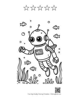 Thumbnail: Retro Robot to Color Printable and 5 Star Outline