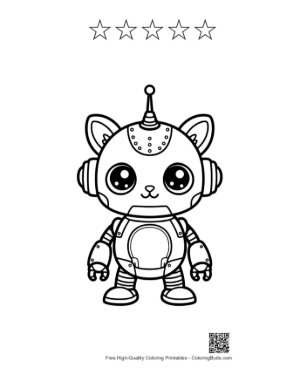 Thumbnail: Small Mechanical Pet Cat Robot Ready for a Space Adventure Printable and 5 Star Outline