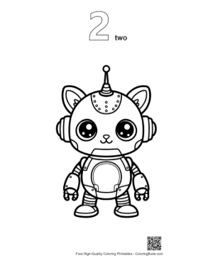 Thumbnail: Small Mechanical Pet Cat Robot Ready for a Space Adventure Printable Outline Number 2