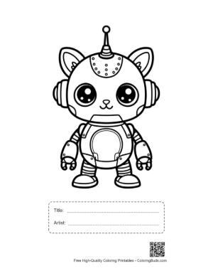 Thumbnail: Small Mechanical Pet Cat Robot Ready for a Space Adventure Printable with Title and Artist Box