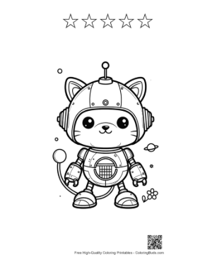 Thumbnail: Small Mechanical Pet Cat Robot Sitting in a Cozy Room Printable and 5 Star Outline