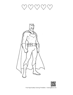 Thumbnail: Batman Outline Standing Heroically Printable and 5 Heart Outline