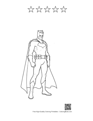 Thumbnail: Batman Outline Standing Heroically Printable and 5 Star Outline