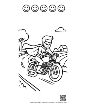 Thumbnail: Caped Hero Coloring Sheet Printable and 5 Happy Face Outline