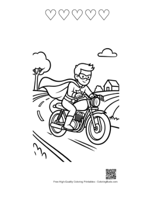 Thumbnail: Caped Hero Coloring Sheet Printable and 5 Heart Outline