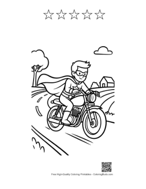 Thumbnail: Caped Hero Coloring Sheet Printable and 5 Star Outline