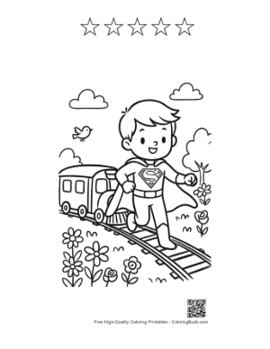 Thumbnail: Caped Hero for Kids Printable and 5 Star Outline
