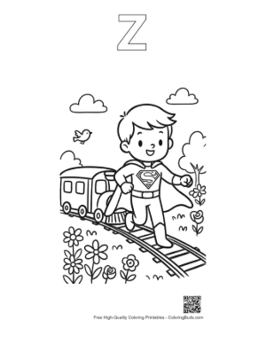 Thumbnail: Caped Hero for Kids Printable Outline Alphabet Z