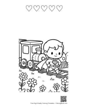Thumbnail: Caped Hero Printable and 5 Heart Outline