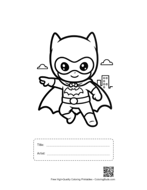 Thumbnail: Caped Hero Printable with Title and Artist Box