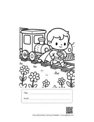 Thumbnail: Caped Hero Printable with Title and Artist Box