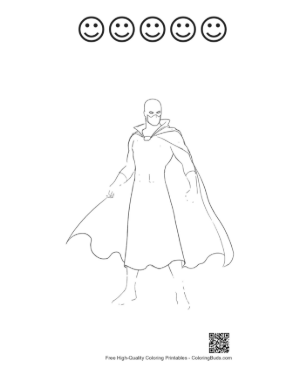 Thumbnail: Caped Hero Sketch Printable and 5 Happy Face Outline