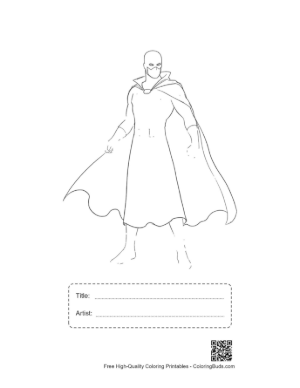 Thumbnail: Caped Hero Sketch Printable with Title and Artist Box