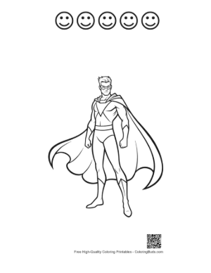 Thumbnail: Caped Superhero Standing Boldly Printable and 5 Happy Face Outline