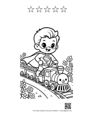 Thumbnail: Cute Caped Hero Printable and 5 Star Outline