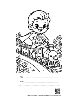 Thumbnail: Cute Caped Hero Printable with Title and Artist Box