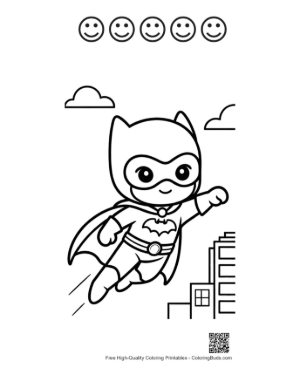 Thumbnail: Download Caped Hero Coloring Page Printable and 5 Happy Face Outline