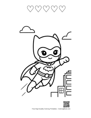 Thumbnail: Download Caped Hero Coloring Page Printable and 5 Heart Outline
