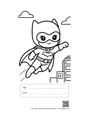 Thumbnail: Download Caped Hero Coloring Page Printable with Title and Artist Box