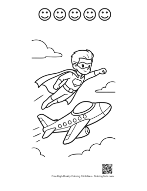 Thumbnail: Free Caped Hero Coloring Sheet Printable and 5 Happy Face Outline