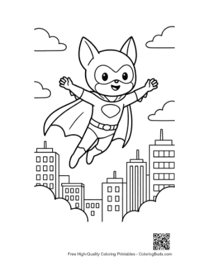 Thumbnail: Superhero Kid Landing Heroically in the Middle of a City Printable