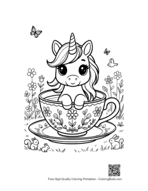 Thumbnail: Beautiful Princess Hugging Her Favorite Kawaii Unicorn Printable