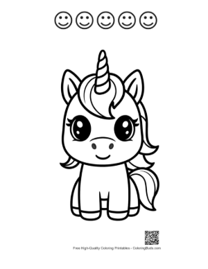 Thumbnail: Cute Kawaii Unicorn Outline Printable and 5 Happy Face Outline