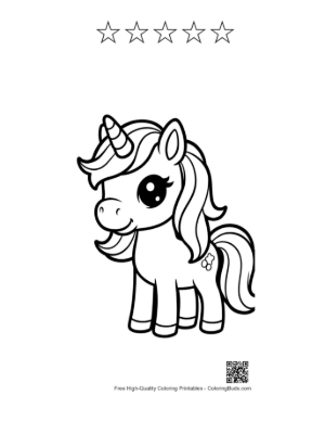 Thumbnail: Cute Kawaii Unicorn Outline Printable and 5 Star Outline