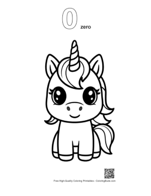 Thumbnail: Cute Kawaii Unicorn Outline Printable Outline Number 0
