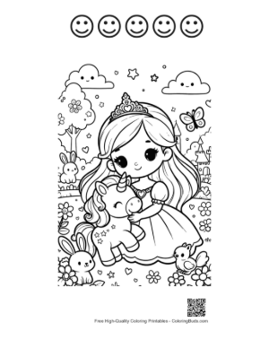 Thumbnail: Cute Kawaii Unicorn Printable and 5 Happy Face Outline