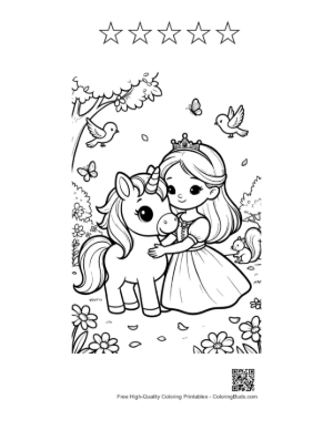 Thumbnail: Cute Kawaii Unicorn Printable and 5 Star Outline