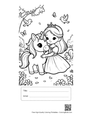 Thumbnail: Cute Kawaii Unicorn Printable with Title and Artist Box