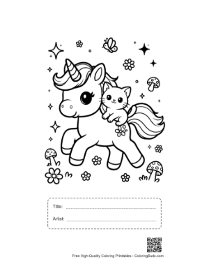 Thumbnail: Download Kawaii Unicorn Printable with Title and Artist Box