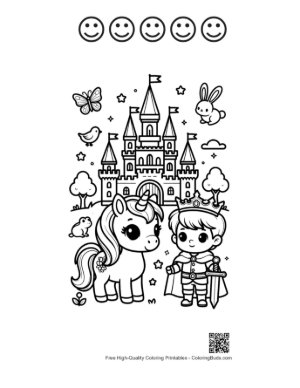 Thumbnail: Easy Kawaii Unicorn for Kids Printable and 5 Happy Face Outline