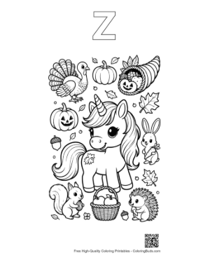 Thumbnail: Easy Rainbow Unicorn for Kids Printable Outline Alphabet Z