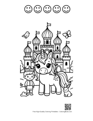 Thumbnail: Kawaii Unicorn Printable and 5 Happy Face Outline
