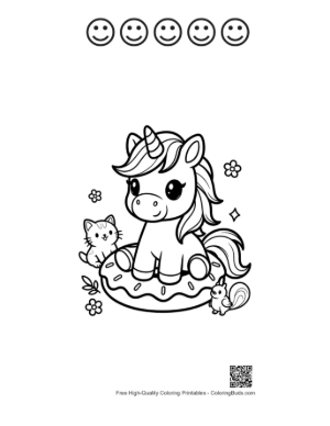 Thumbnail: Kawaii Unicorn Printable and 5 Happy Face Outline
