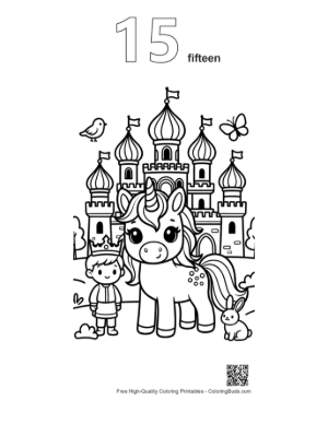 Thumbnail: Kawaii Unicorn Printable Outline Number 15