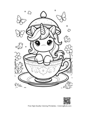 Thumbnail: Lovely Unicorn Baby Taking a Bath in a Magic Tea Cup Printable