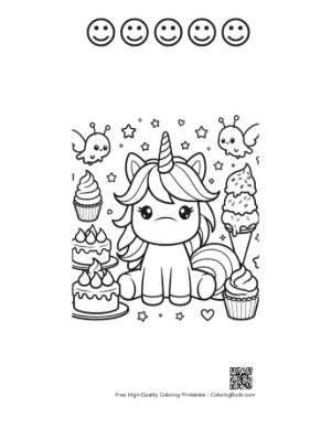 Thumbnail: Rainbow Unicorn Printable and 5 Happy Face Outline