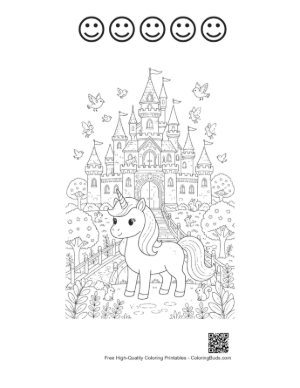 Thumbnail: Rainbow Unicorn Printable and 5 Happy Face Outline